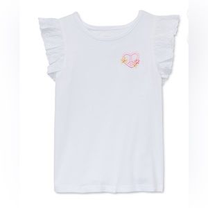 Garanimal Toddler Girls Tee with Short Flutter Sleeve White